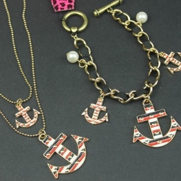 Betsey Johnson 2 PC Anchor Set Necklace Bracelet