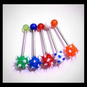 14 gauge tongue barbell ear silicone spike ball