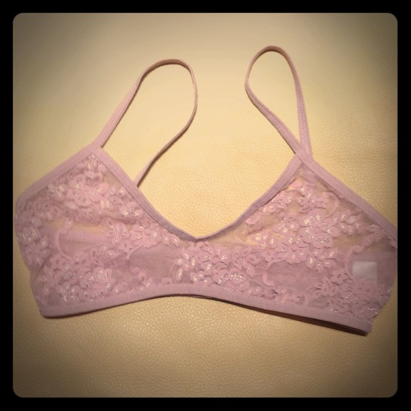 American Apparel floral lace bralette pink