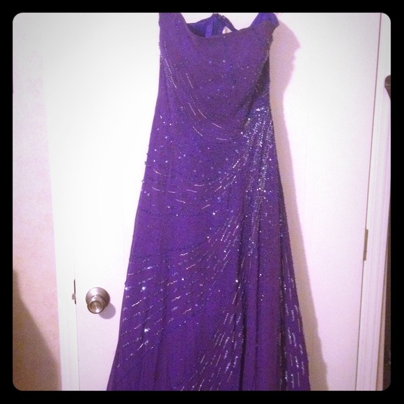 Dark purple sunburst sequence prom dress - Picture 1 of 2