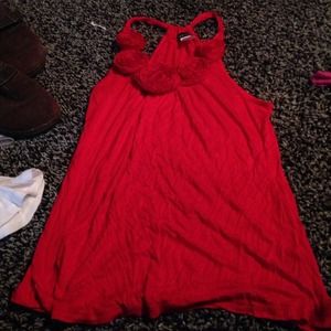 Red sleeveless shirt