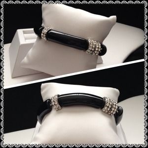 Black Enamel Stretch Bracelet
