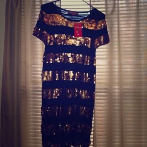 Sequence green and gold dress!