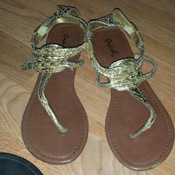 Gold thong sandals