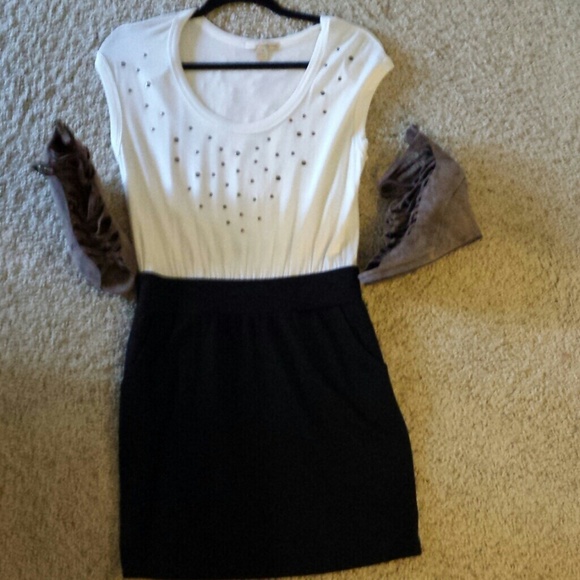 Stretch dress with studs on the top, new ,