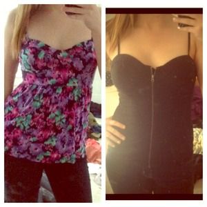 Black corset top/floral top