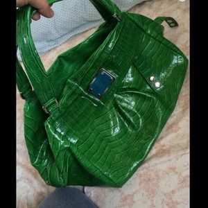Auth Marc Jacobs croc leather XL purse satchel