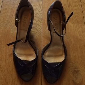 Jcrew Navy peep toe pumps 71/2