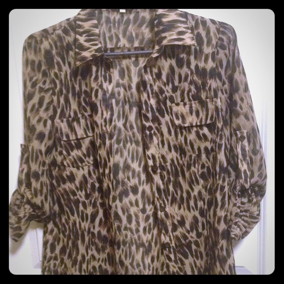 Cheetah print sheer top