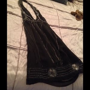 Bebe black halter chain dress