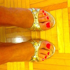 Charles David gold with crystals sandals