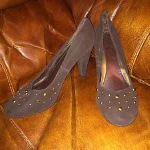 Brown heels with gold studs