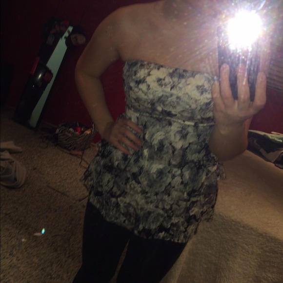 strapless floral tank