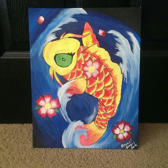 Bundled 11x14 flat framable neon Japanese koi fish