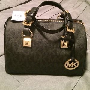 Sold:::::::::Black monogram michael kors Grayson