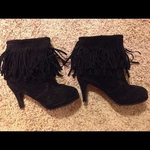 Hipster Black Fringe Ankle Boots