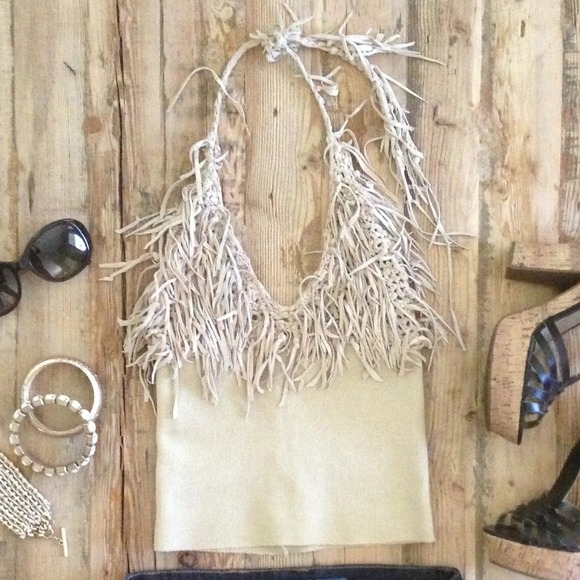 ❌Sold❌Vintage leather fringe halter - Picture 2 of 2