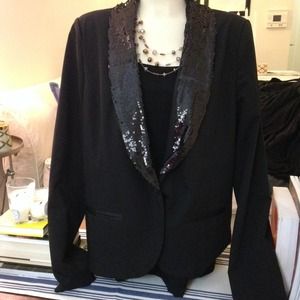Forever 21 + Black Sequin Tuxedo Jacket