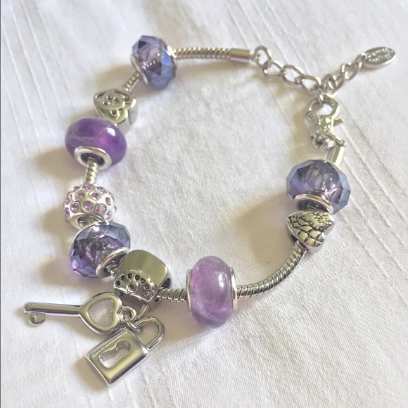 NWT Sterling Silver & Amethyst Charm Bracelet - Picture 3 of 4