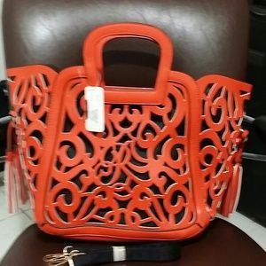 Handbag tote bag with shoulder straps orange