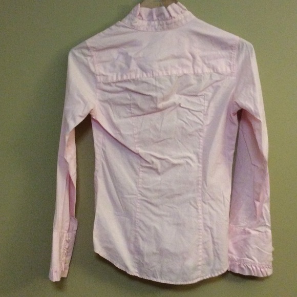Pink JCrew Button Up With Ruffled Sleeves & Collar - Picture 4 of 4