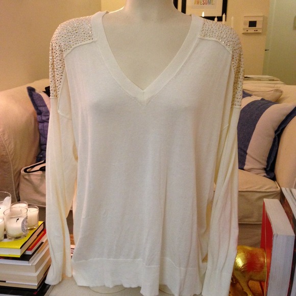 Michael Kors Ivory Sweater with Gold Detail