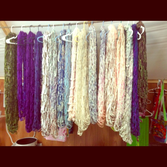 Handmade knitted infinity scarves