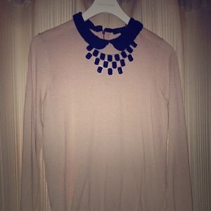 Lace collar, long sleeve sweater