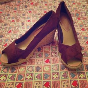 Brown Suede Wedges Size 7.5