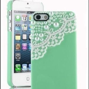 Modern Green Pearl Lace Hard Back Case