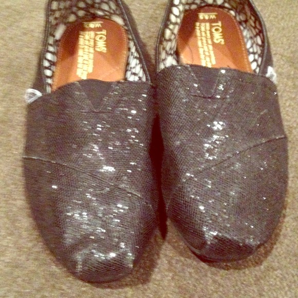 Glittery-Black TOMS Shoes