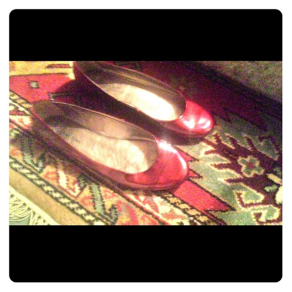 Ballerina flats..pre loved. .. shiny red..