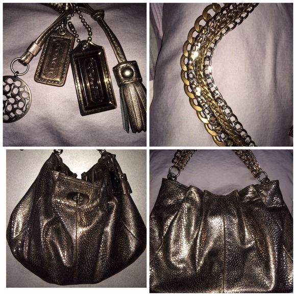 COACH EXOTIC CRACKLED LEATHER HOBO. - Picture 4 of 4