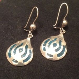 Gorgeous unique Sterling and turquoise earrings