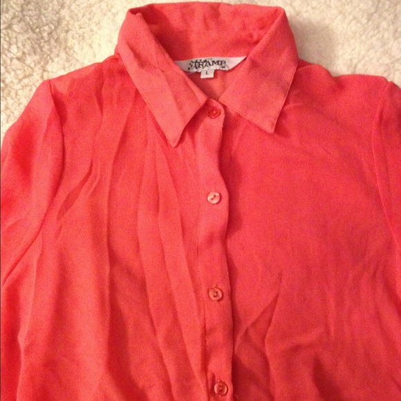 Salmon high-low chiffon shirt