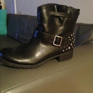 Black stud booties