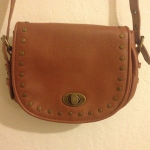 Brown leather satchel