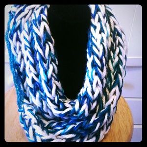 Turquoise & White infinity scarf