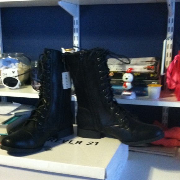 Black combat boots