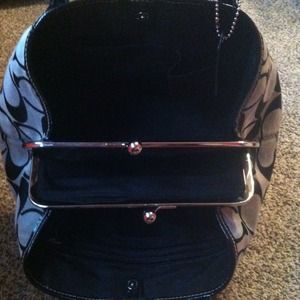 Black and grey coach purse