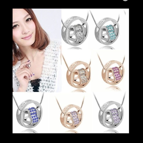 Jewelry - 💕NEW💕CRYSTAL RHINESTONE HEART LUCKY NECKLACE