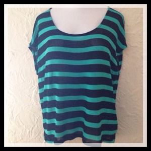 Lightweight teal and black stripe sweater