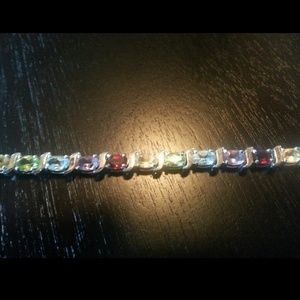 Sterling Silver Tennis Braclet Semi-Precious Stine