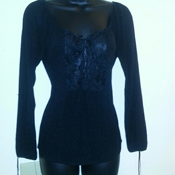 Express Tops - Black sheer top w/lace
