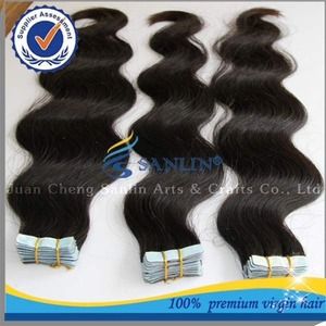 Human hair tape in extensions
