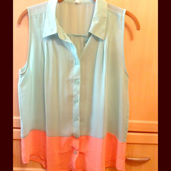 💙Blue & Coral Color-block Tanktop💙