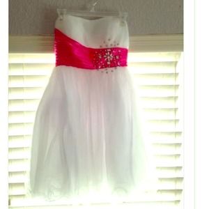 White strapless formal dress