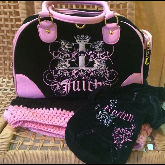 🐶👜 Juicy Couture large pink/black pet carrier
