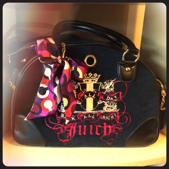 🐶👜 Juicy Couture large hot pink/blk pet carrier