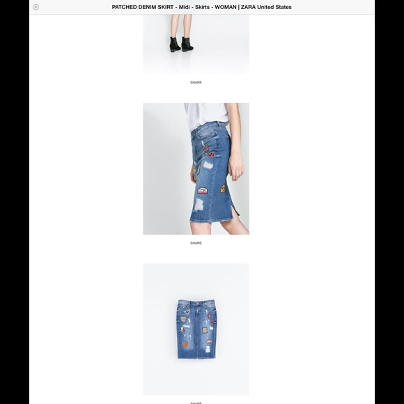 *LOOKING FOR*zara denim midi pencil skirt w/patch